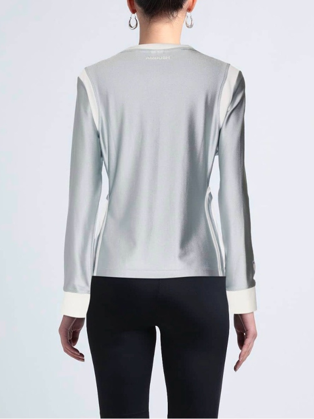 Nike Silver and White 'Brooklyn' Long Sleeve Athletic Top XL - Picture 3 of 8